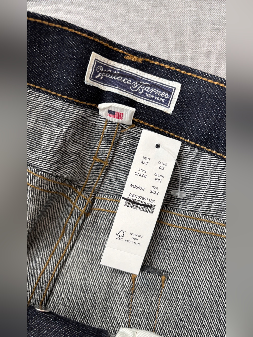 Wallace & Barnes straight-fit jean in Japanese raw selvedge denim 32/32 - Picture 3 of 6